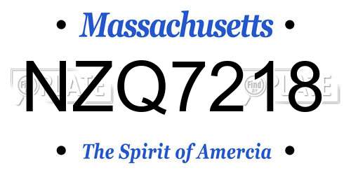 NZQ7218 Massachusetts License Plate