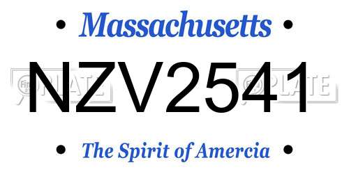 NZV2541 Massachusetts License Plate