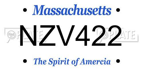 NZV422 Massachusetts License Plate