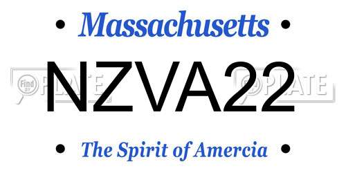 NZVA22 Massachusetts License Plate
