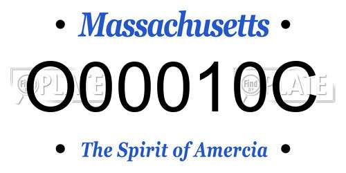 O00010C Massachusetts License Plate