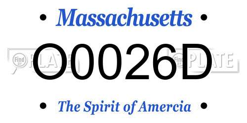 O0026D Massachusetts License Plate