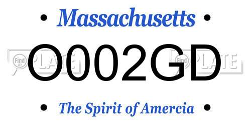 O002GD Massachusetts License Plate