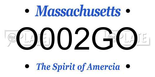 O002GO Massachusetts License Plate