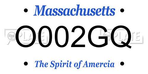 O002GQ Massachusetts License Plate