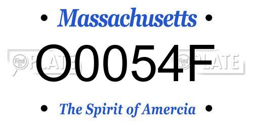O0054F Massachusetts License Plate