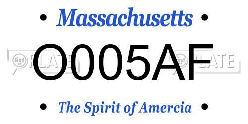 O005AF Massachusetts License Plate