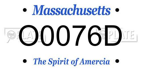 O0076D Massachusetts License Plate