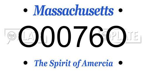 O0076O Massachusetts License Plate