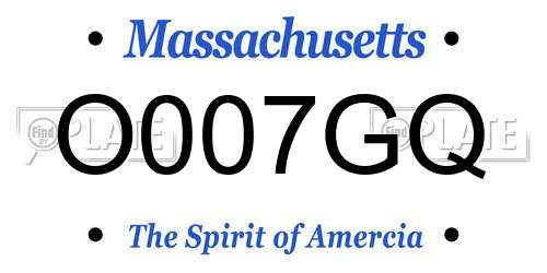 O007GQ Massachusetts License Plate