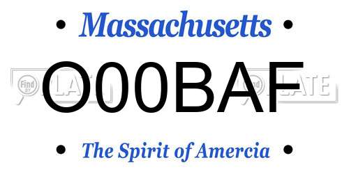 O00BAF Massachusetts License Plate