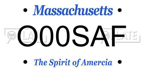 O00SAF Massachusetts License Plate
