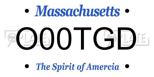 O00TGD Massachusetts License Plate