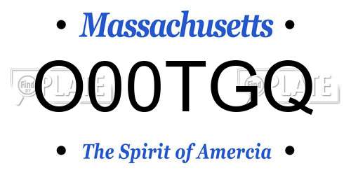 O00TGQ Massachusetts License Plate