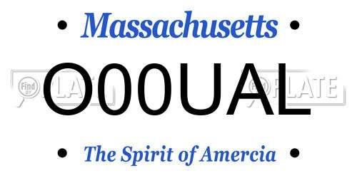 O00UAL Massachusetts License Plate