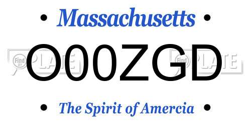 O00ZGD Massachusetts License Plate