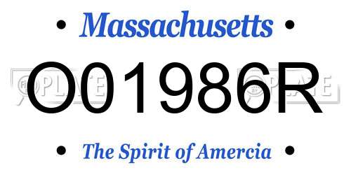 O01986R Massachusetts License Plate