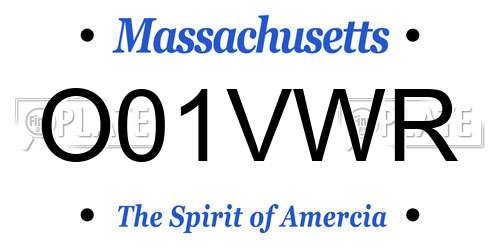 O01VWR Massachusetts License Plate