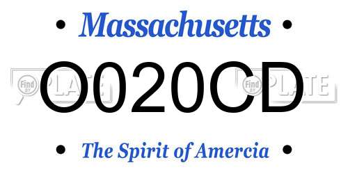 O020CD Massachusetts License Plate