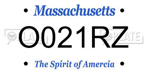 O021RZ Massachusetts License Plate