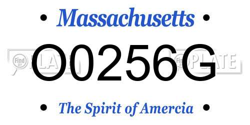 O0256G Massachusetts License Plate