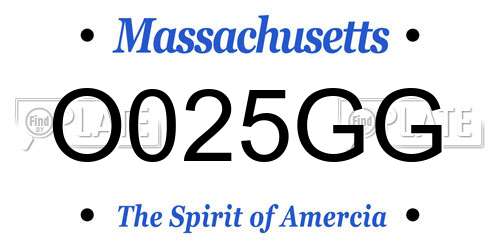 O025GG Massachusetts License Plate