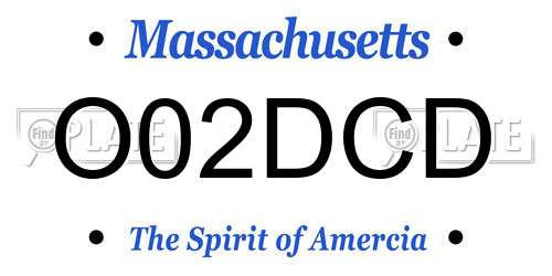 O02DCD Massachusetts License Plate