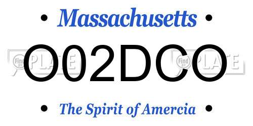 O02DCO Massachusetts License Plate