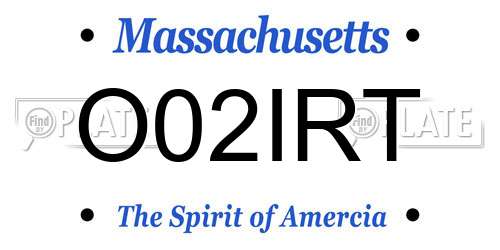 O02IRT Massachusetts License Plate