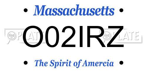 O02IRZ Massachusetts License Plate