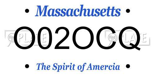 O02OCQ Massachusetts License Plate