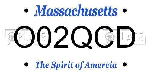 O02QCD Massachusetts License Plate