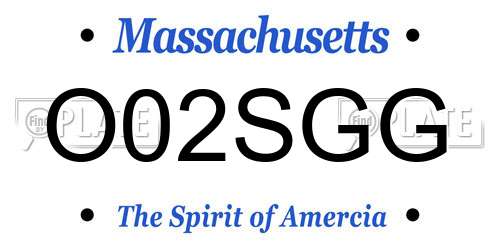O02SGG Massachusetts License Plate