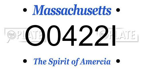 O0422I Massachusetts License Plate