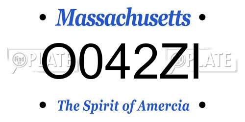 O042ZI Massachusetts License Plate