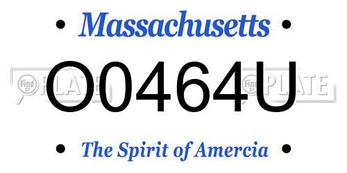 O0464U Massachusetts License Plate