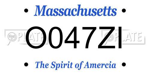 O047ZI Massachusetts License Plate