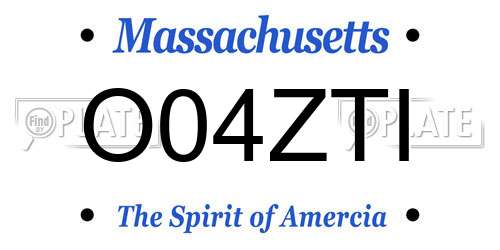 O04ZTI Massachusetts License Plate