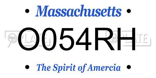 O054RH Massachusetts License Plate