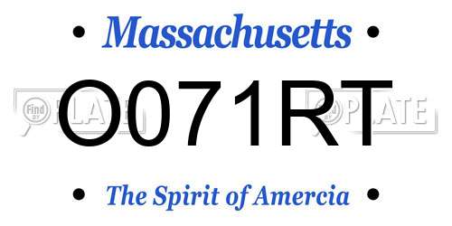 O071RT Massachusetts License Plate