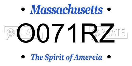 O071RZ Massachusetts License Plate