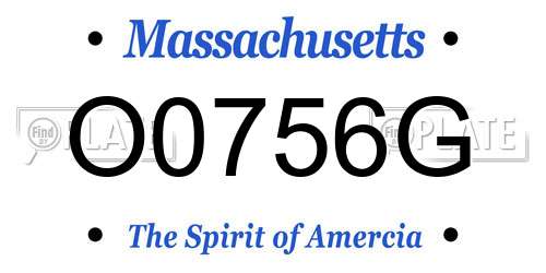 O0756G Massachusetts License Plate