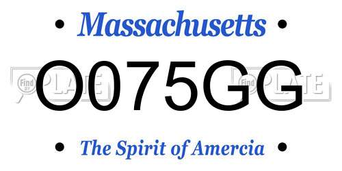 O075GG Massachusetts License Plate