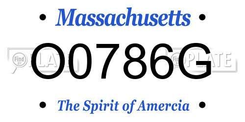 O0786G Massachusetts License Plate