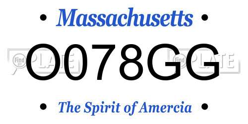 O078GG Massachusetts License Plate