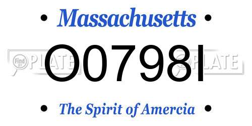 O0798I Massachusetts License Plate
