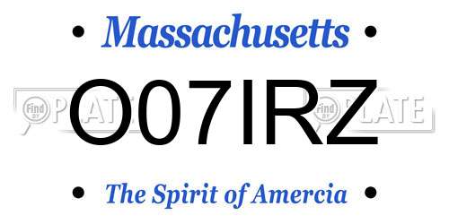 O07IRZ Massachusetts License Plate