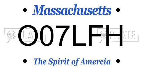 O07LFH Massachusetts License Plate
