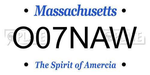 O07NAW Massachusetts License Plate