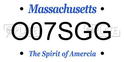 O07SGG Massachusetts License Plate